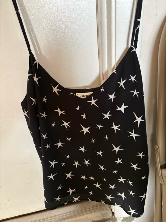 L'AGENCE Tops - L'AGENCE Black and White Star Print Silk Cami